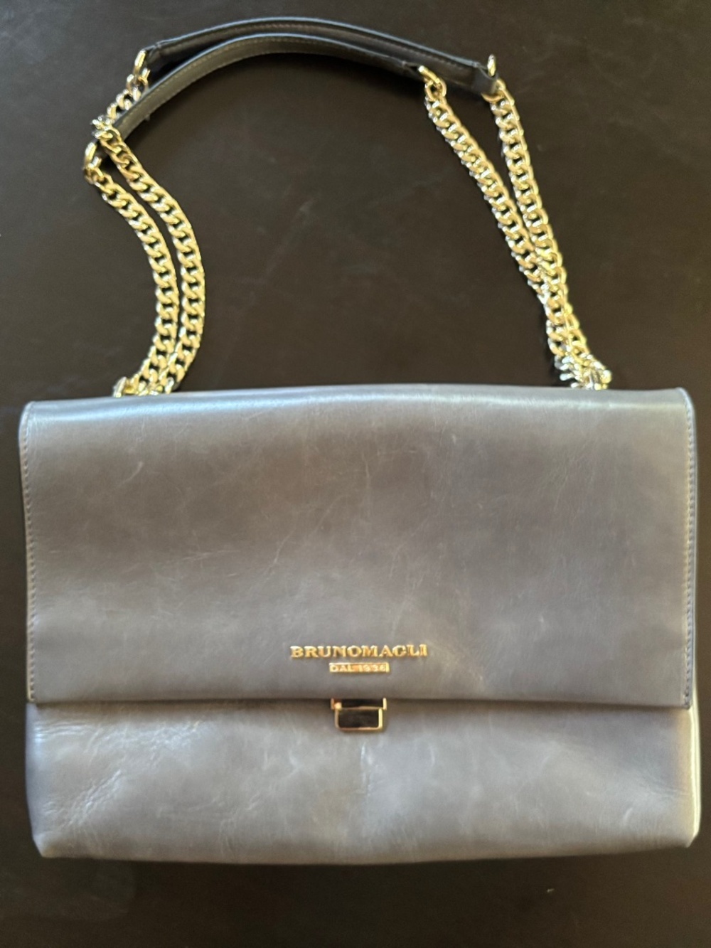 Bruno Magli Dal 1936 Grey Leather Satchel Handbag